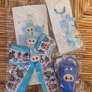 Cute Blue labubu Cartoon Hair Accessories Set
